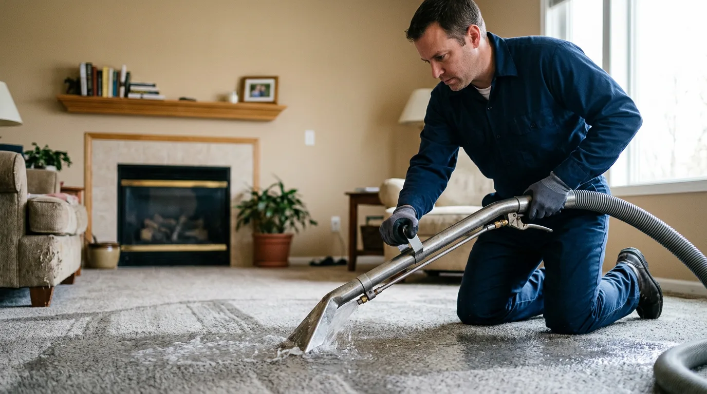 Water damage restoration technician working near New Burnside, IL